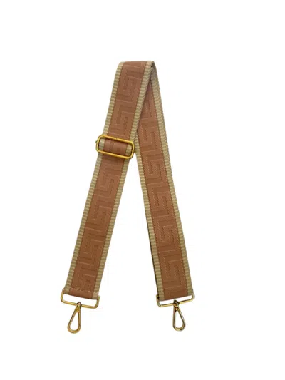 Made In Italy Women's Woven Guitar Style Bag Strap In Blush Pink In Brown