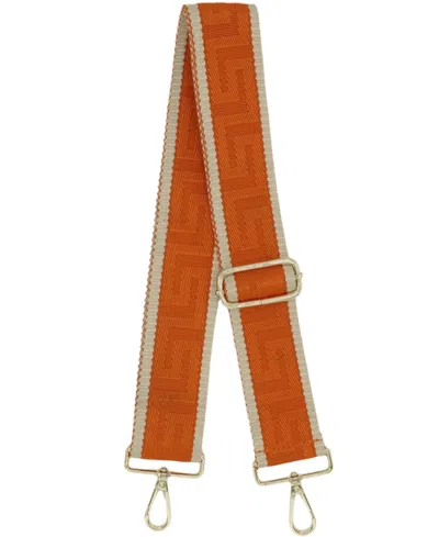 Made In Italy Women's Woven Guitar Style Bag Strap In Burnt Orange In Yellow