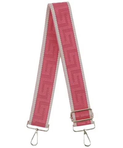 Made In Italy Women's Woven Guitar Style Bag Strap In Coral In Pink