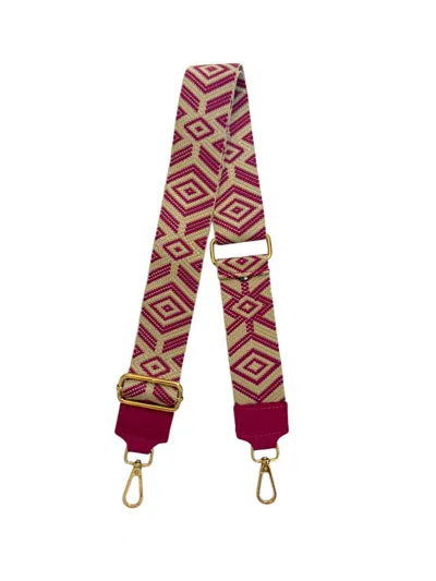 Made In Italy Women's Woven Guitar Style Bag Strap In Fushia In Multi