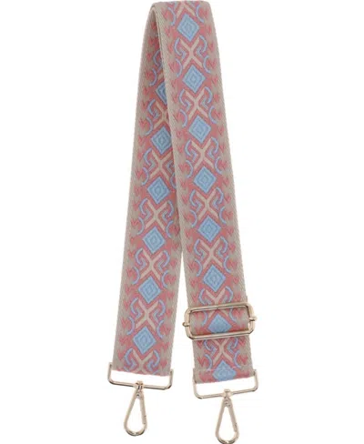 Made In Italy Women's Woven Guitar Style Bag Strap In Pink Blue Geo In Multi
