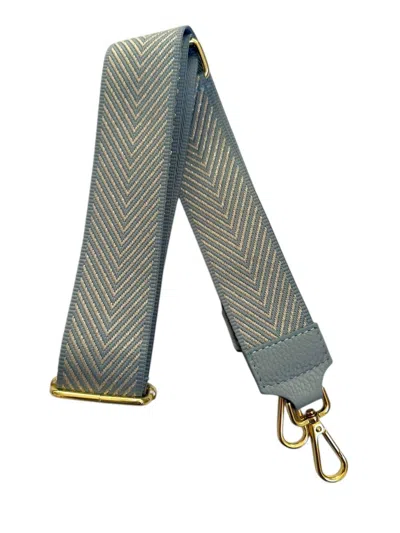 Made In Italy Women's Woven Guitar Style Bag Strap In Sky Blue Gold In Multi