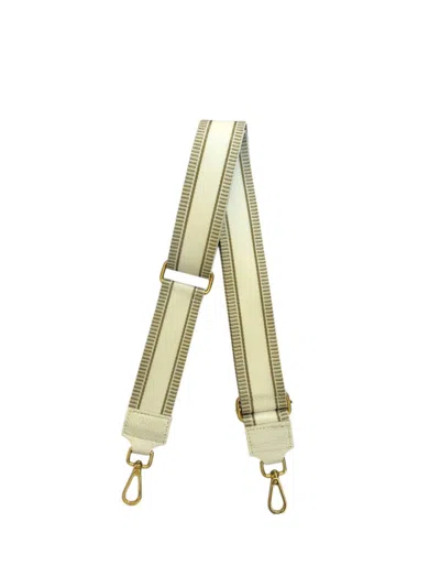 Made In Italy Women's Woven Guitar Style Bag Strap In White Gold In Green
