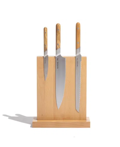 Made In Knife Block 3-pc. Knife Set And Wood Handles In Silver