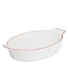 Made In Porcelain Oval Baking Dish In White/red