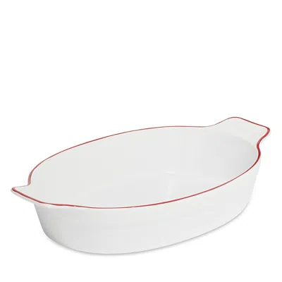 Made In Porcelain Oval Baking Dish In White/red
