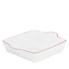 Made In Porcelain Square Baking Dish In White/red