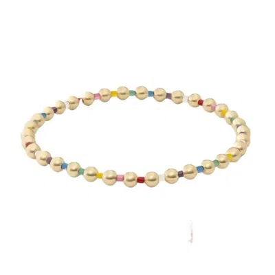 Made In The Deep South Chloe Bracelet 18k Gold Beaded Stretch In Multicolor