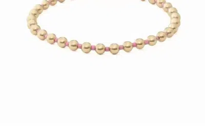 Made In The Deep South Chloe Bracelet 18k Gold Beaded Stretch In Pink