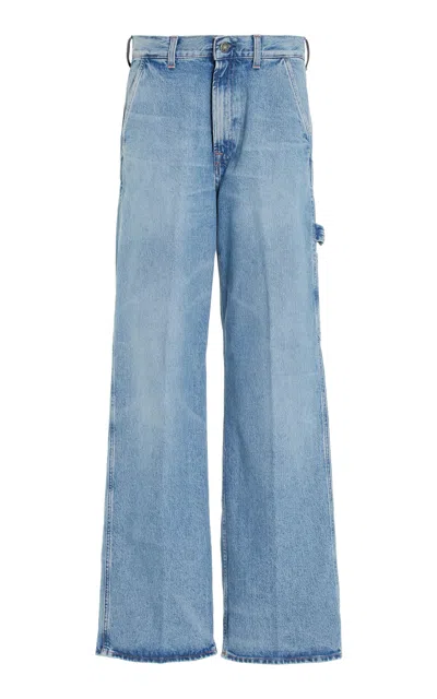Made In Tomboy Ko-work Rigid Low-rise Wide-leg Cargo Jeans In Blue