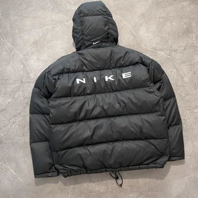 Pre-owned Made In Usa X Nike Vintage Nike Big Logo Down Puffer Jacket Usa 90's In Black