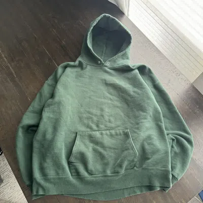 Pre-owned Made In Usa X Russell Athletic Crazy Vintage Forest Green Perfect Boxy Cropped Hoodie (size Xl)