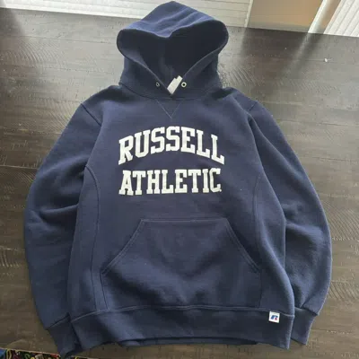 Pre-owned Made In Usa X Russell Athletic Crazy Vintage Y2k Perfect Boxy Fit Russel Athletic Hoodie In Blue