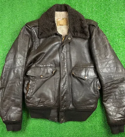 Pre-owned Made In Usa X Schott Vintage 60s Schott Leather Flight Bomber Jacket Shearling In Brown