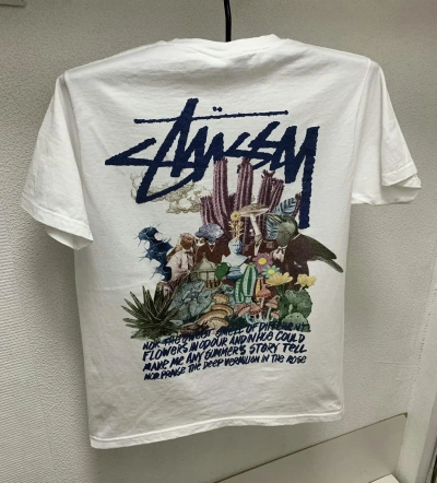 Pre-owned Made In Usa X Stussy Big Logo White T-shirt M Sz