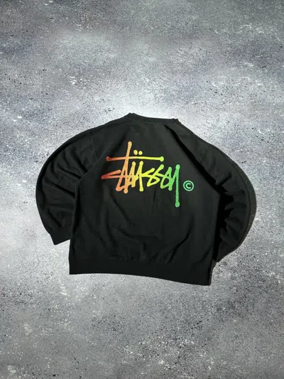 Pre-owned Made In Usa X Stussy Vintage 90's Stussy Sweatshirt Crewneck Spellout Retro Usa In Black