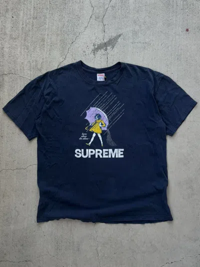 Pre-owned Made In Usa X Supreme F/w 2010 Navy Blue Supreme Mortan Salt Born Die Alone Tee Xl