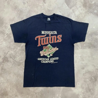 Pre-owned Made In Usa X Vintage 1987 Vintage Mlb Minnesota Twins T-shirt Single Stitch In Blue