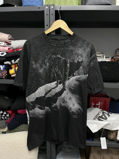 Pre-owned Made In Usa X Vintage 1992 Wolf Printed Tee In Black
