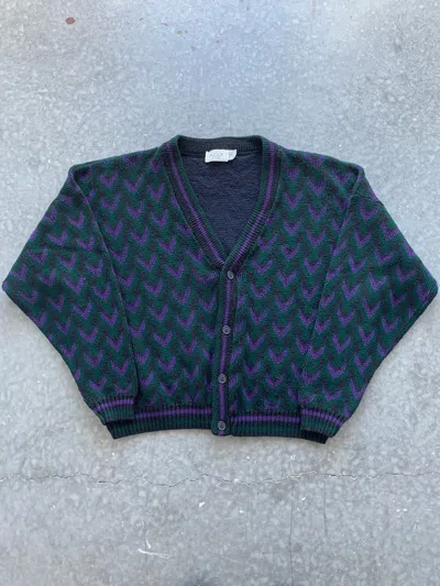 Pre-owned Made In Usa X Vintage Crazy Vintage 90's Sears Patterned Cardigan Boxy Cropped Fit In Multicolor