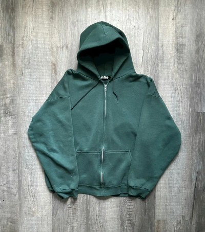 Pre-owned Made In Usa X Vintage Green Faded Zip Hoodie