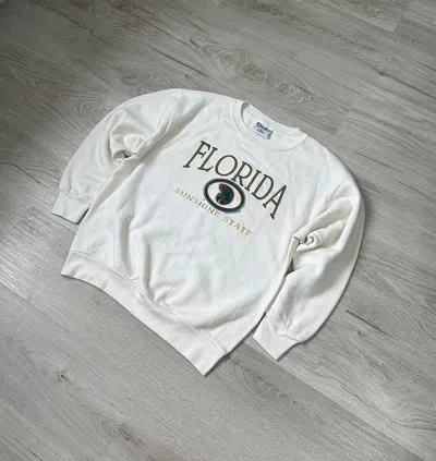 Pre-owned Made In Usa X Vintage Men's Sweatshirt Florida Made In Usa In White
