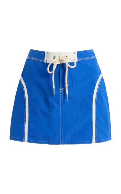 Made Some Nylon Mini Skirt In Blue