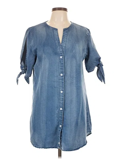 Pre-owned Made With Love 3/4 Sleeve Button Down Shirt In Blue