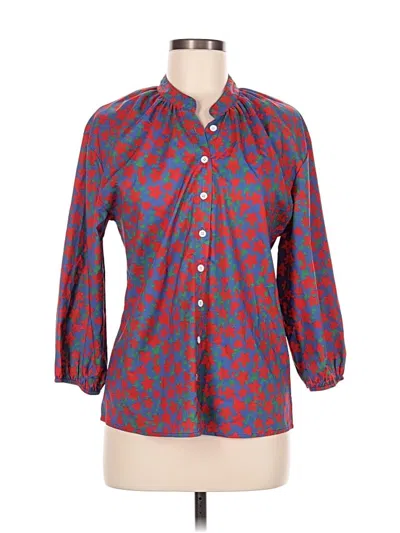 Pre-owned Made With Love 3/4 Sleeve Button Down Shirt In Red