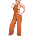 MADE WITH LOVE CUTOUT JUMPSUIT IN COGNAC