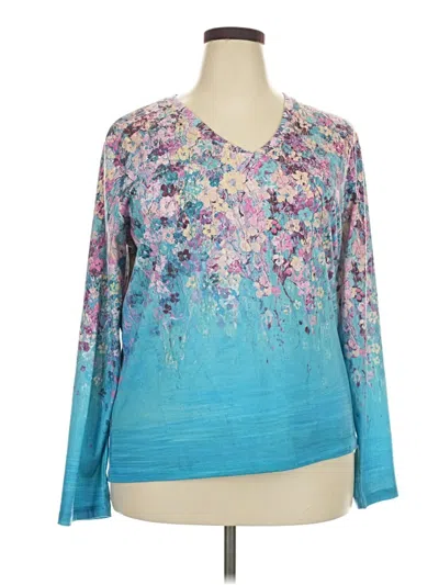 Pre-owned Made With Love Long Sleeve Blouse In Blue