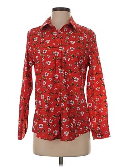 Pre-owned Made With Love Long Sleeve Blouse In Red