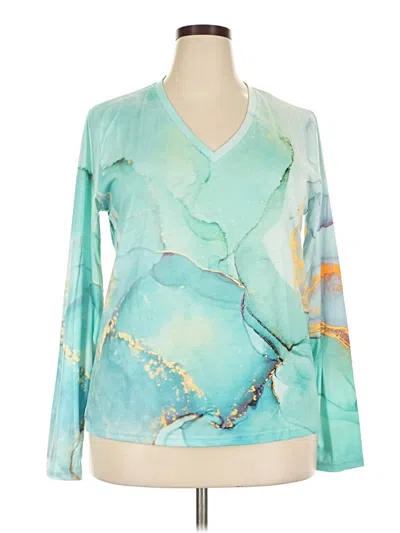 Pre-owned Made With Love Long Sleeve Blouse In Teal