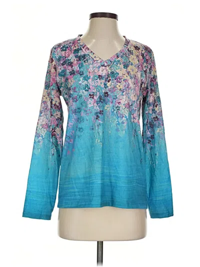 Pre-owned Made With Love Long Sleeve Henley Shirt In Blue