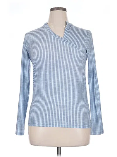 Made With Love Long Sleeve Top Blue V-neck Tops