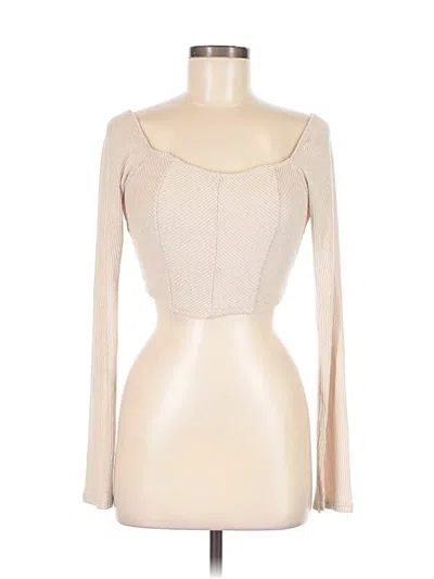 Pre-owned Made With Love Long Sleeve Top Ivory Sweetheart Neckline Tops