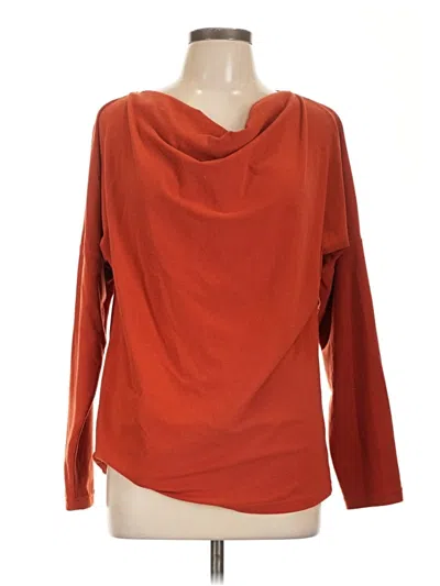 Pre-owned Made With Love Long Sleeve Top Orange Cowl Neck Tops