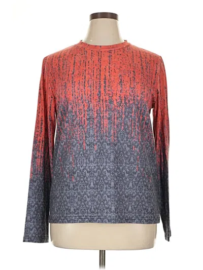 Pre-owned Made With Love Long Sleeve Top Red Mock Neckline Tops