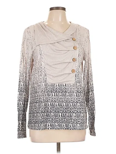 Pre-owned Made With Love Long Sleeve Top Silver Cowl Neck Tops