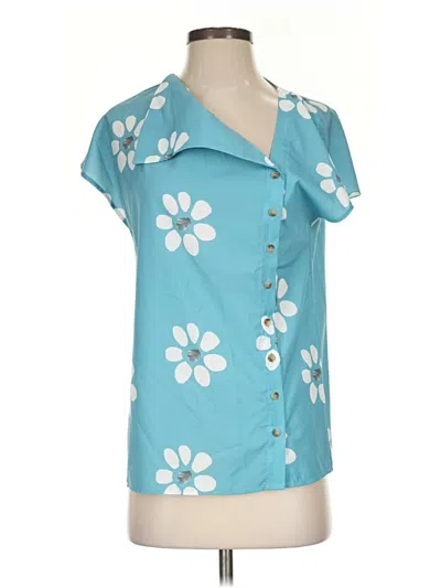 Made With Love Short Sleeve Blouse In Blue