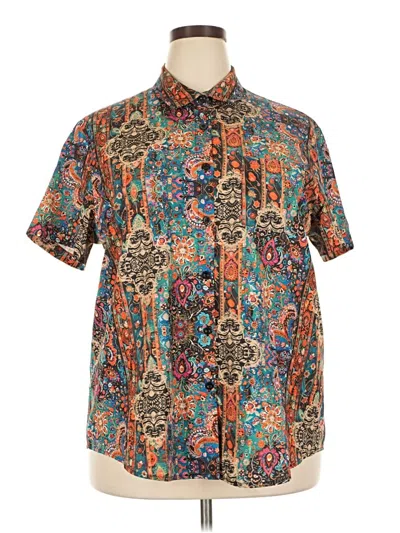 Pre-owned Made With Love Short Sleeve Button Down Shirt In Teal