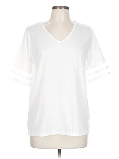 Pre-owned Made With Love Short Sleeve Top White V Neck Tops