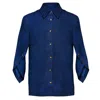 Madebyza Women's Denim-blue Textured Shirt With Back Button Detail In Blue