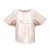 Madebyza Women's Pink Sculptural Top With Bow Details In Pink
