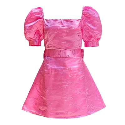 Madeleine Simon Studio Women's Pink / Purple Valentines Day Pink Cloud Satin Dress In Pink/purple