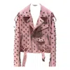 Madeleine Simon Studio Women's Pink / Purple Bucklehunny Luxe Heart Rivet Sheepskin Jacket In Pink/purple