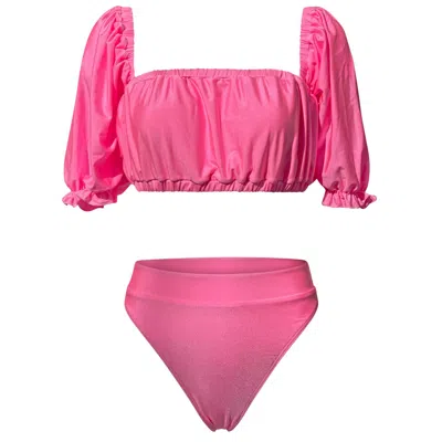 Madeleine Simon Studio Women's Pink / Purple Pink Sporty French Riviera Bikini Top In Pink/purple