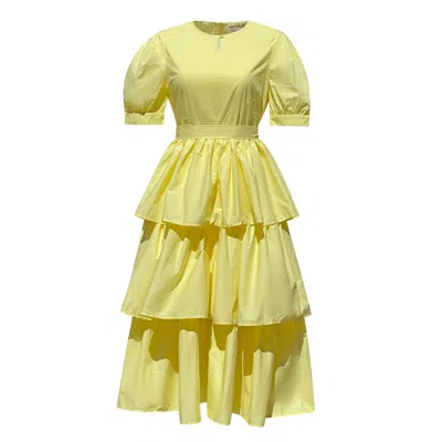Madeleine Simon Studio Women's Yellow / Orange The Fibonacci Dress In Tiered Yellow Eco-tex Cotton In Yellow/orange