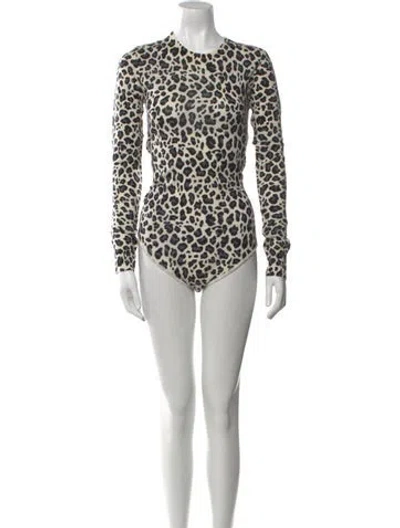 Pre-owned Madeleine Thompson Cashmere Animal Print Bodysuit In Neutral