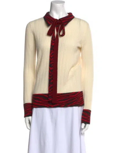 Pre-owned Madeleine Thompson Cashmere Animal Print Sweater In Neutral